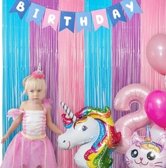 Blue Purple Pink Tinsel Backdrop – Pastel Foil Fri