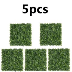 5pcs Green Artificial Grass Wall Panels UV Anti Fade for Home and Office