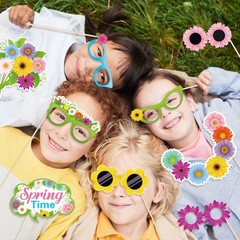 Spring Photo Booth Props with Sticks,Flowers Photo Booth Props,Spring Party D…