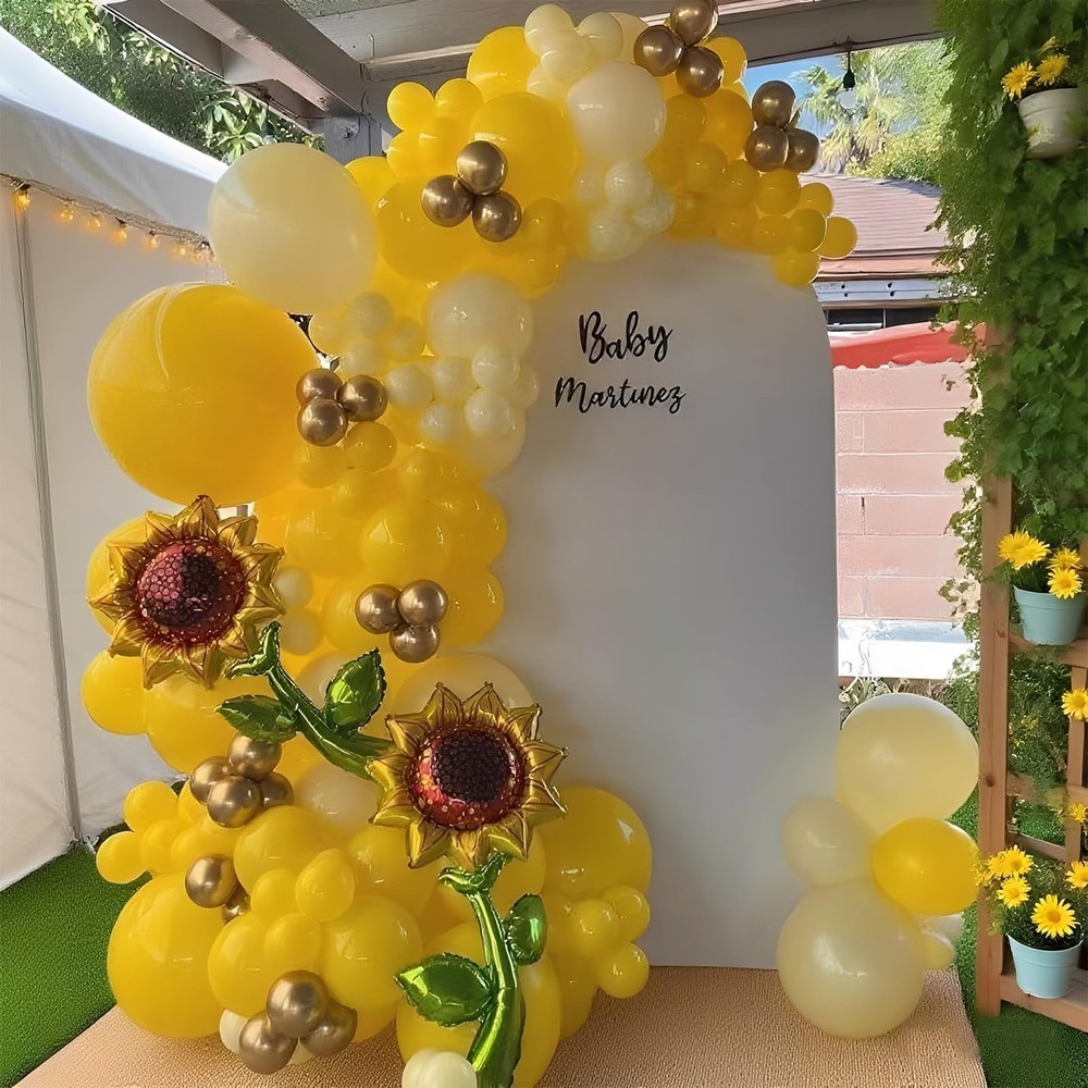 Sunflower Balloon Garland Arch Kit 140PCS – Lemon Yellow, Maca Yellow, Metall…