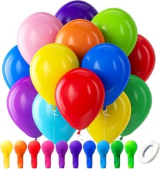 100 PCS 12” Rainbow Latex Balloons – Bright Helium Quality Party Decoration Set