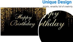 Versatile Vinyl Backdrop for Birthdays – Black & Gold Sparkle Design 70.8×43.3