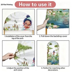 Princess Tiana Frog Arch Backdrop Cover Birthday Baby Shower Photo Background