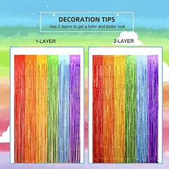 Rainbow Party Decorations, 2 Pack 3.3×6.6ft Cartoon Birthday 2 PACK