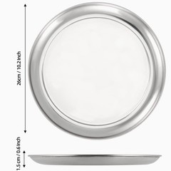 MUKCHAP 4 PCS 10 Inch Stainless Steel Plates, Round Metal Medium, Silver