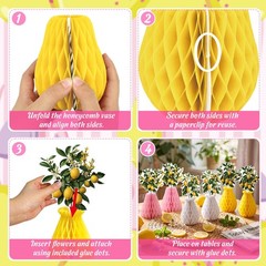 9Pcs Summer Lemon Party Decorations Honeycomb Centerpieces Set