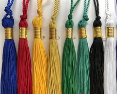 2025 2026 GRADUATION TASSEL & YEAR CHARM, 1 & 2 TONE, RED WHITE BLUE, RAINBOW