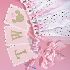 2nd Highchair Banner – 2nd Party Decorations,Pink Gold High Chair Ribbon Bann…