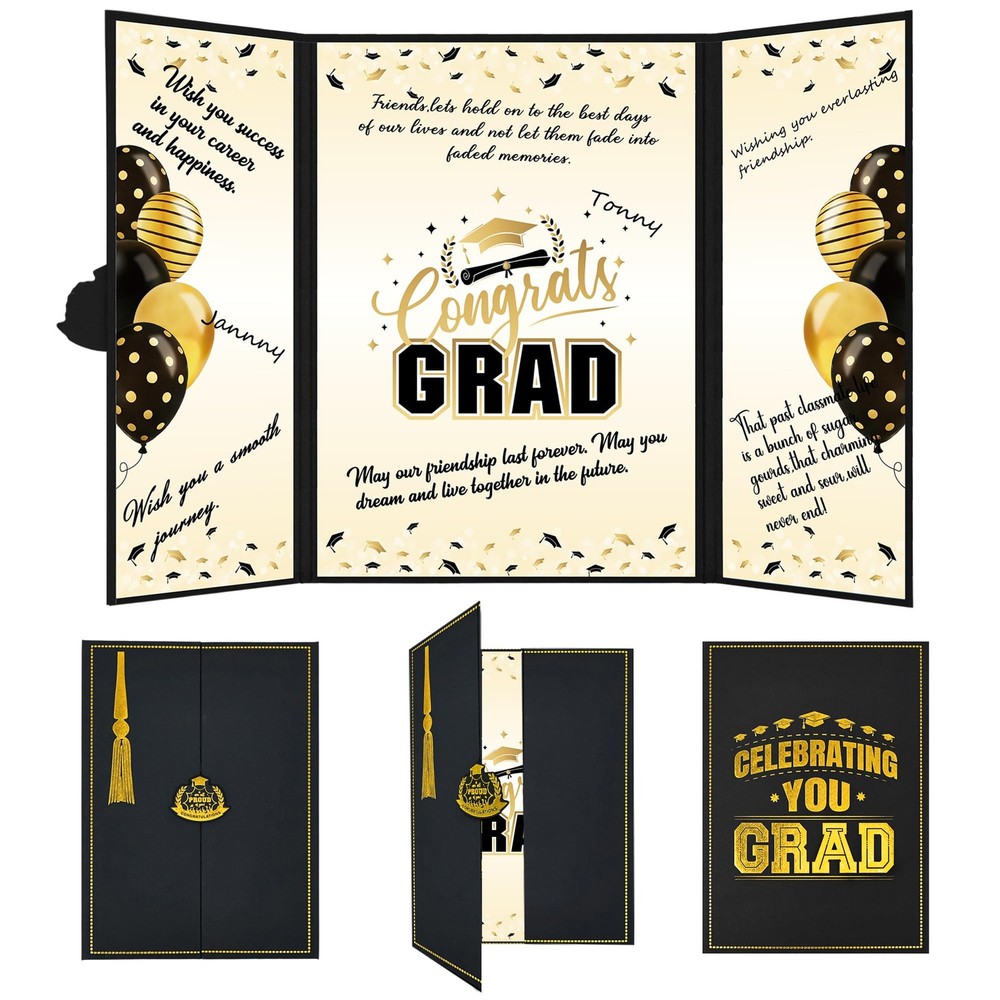 Graduation Party Decorations, Black Gold Class of 2026 Congratulations Grad