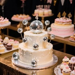 24 PCS Disco Ball Cake Toppers Happy Birthday Cake Topper 1970s Retro Disco T…