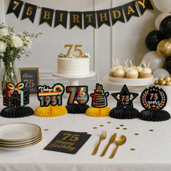 Vintage 75Th Birthday Decorations – 9 Pcs Happy Cheers to 75 Year Old Party Pape