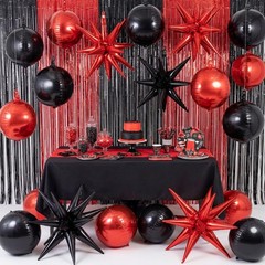 25 Pcs Red and Black Party Decorations Sets 22 Inch 4D Large Stars Balloons w…