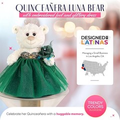 Large 20” Quinceañera Teddy Bear Centerpiece – Elegant Dress, Oversized Keeps…