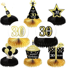 8 Pieces 30Th Birthday Decorations Honeycomb Centerpieces, Cheers to 30 Years Ho