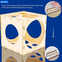 11 Holes Collapsible Wood Balloon Sizer Box Cube, Balloons Size Measurement Tool