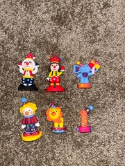 Circus Cake Toppers Set + 6.5×5 ft Circus Party Wall Banner Decoration backdrop