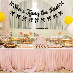 She’s Tying The Knot Banner & Black Bow Garland, Bow Bridal Shower Engagement…