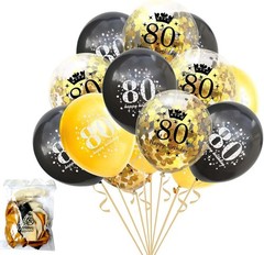 80Th Birthday Balloons Black and Gold 80Th Birthday Party Decorations for Men an