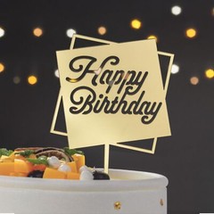 Thicken Mirror Acrylic Happy Birthday Cake Toppers, Happy Birthday Sign for G…