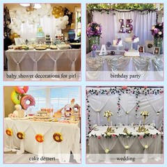 9ft White Tulle Table Skirt Tutu Tablecloth for Wedding/Birthday Party Decor