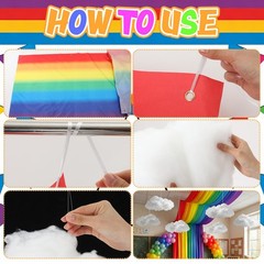 7 Pcs Rainbow Party Ceiling Decorations Kit 3.12 x 4 ft 3D Wizard Party Ceili…