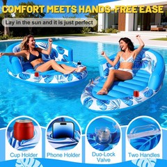 Inflatable Tanning Pool Lounger Float, 63″ x 39″ Sunbathing Inflatable Tannin…