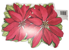 VTG Christmas Diecut Cutout Eureka Double Poinsettia- Double Sided 9″ x 12″ -New