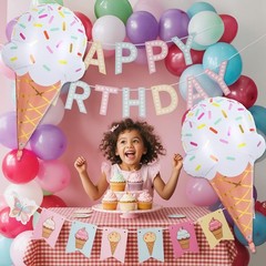 32 Inch Large Ice Cream Balloons Cone Kit, Giant Sweet Ice Cream Sprinkle Foi…