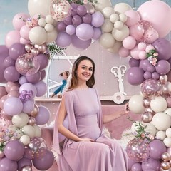 173Pcs Dusty Purple Balloon Arch Garland Kit, Double-Pink White Sand Lavender…