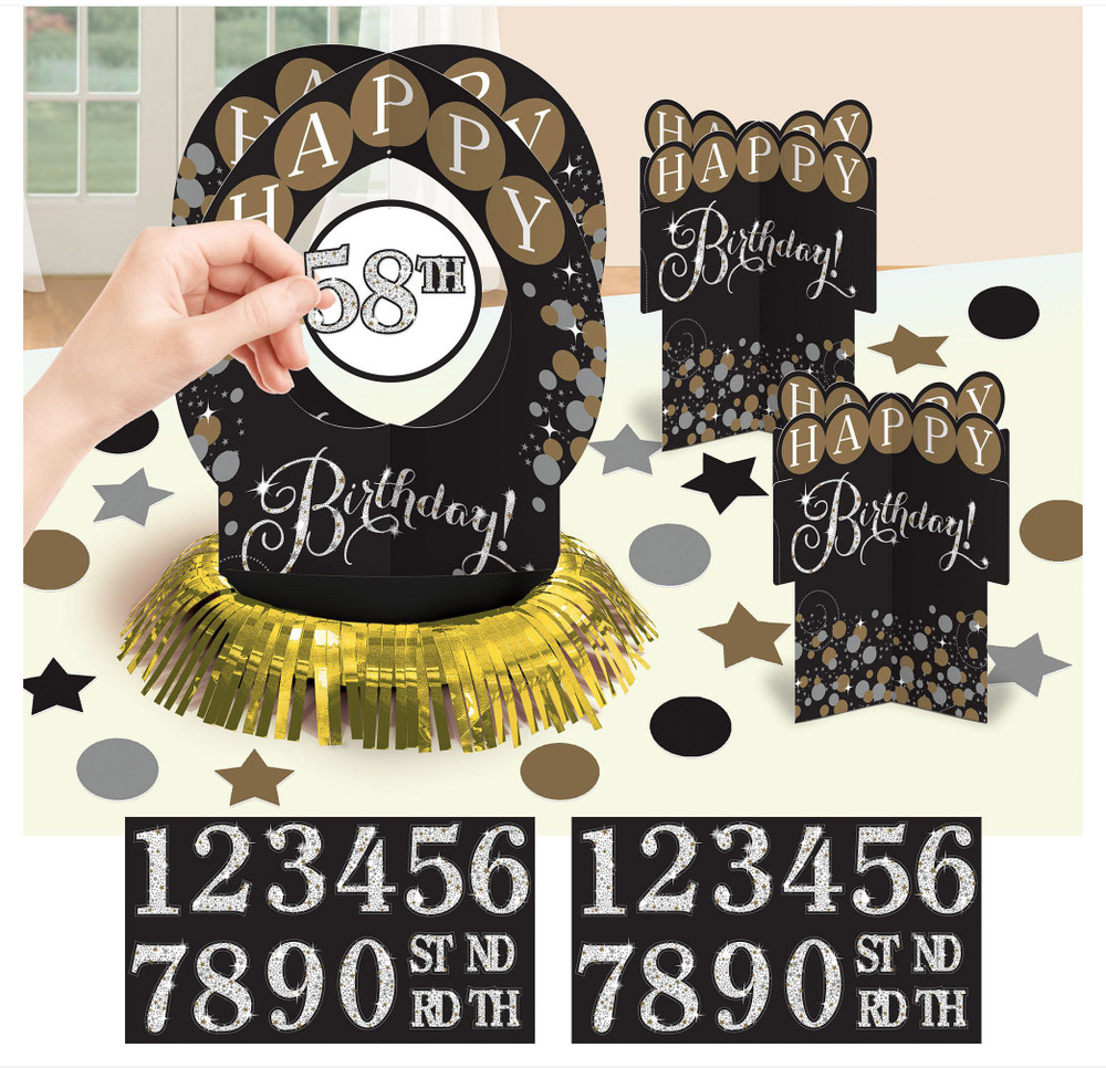 Sparkling Celebration Birthday Party Add-Any-Age Table Decoration Kit ~ 51pc