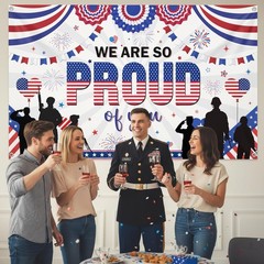 Military Pride Decoration Backdrop Banner – We Are So Proud of You Army Gradu…
