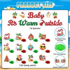 Summer Christmas Party Decorations Banner and Hanging Swirls | Baby It’s Warm