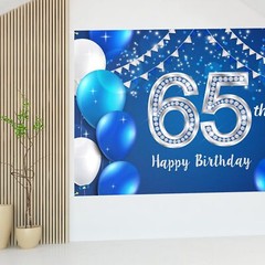 6x4ft Happy 65th Birthday Banner Backdrop – 65 Years Old Birthday Decorations…
