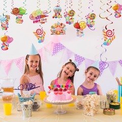 Candyland Hanging Swirls Decor Lollipop Candy Ceiling Streamers Ornament 50 PCS