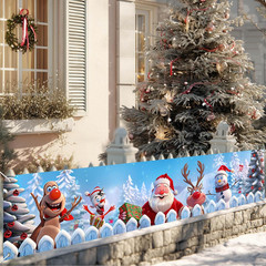 Merry Christmas Decorations Snowman Santa Reindeer Fence Banner Xmas Gift 78X17″