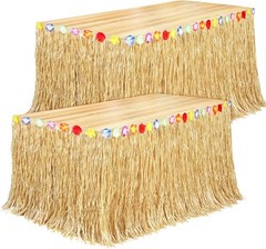 Reusable Hawaiian Table Skirts – 2 Pack, 108 x 29.5 Inches for All Summer Events