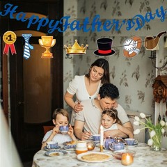 Father’s Day Party Decorations – 27PCS Set with 10 Hanging Swirls & Blue