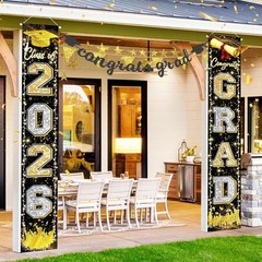 Graduation Decorations 2026 Class of 2026 Black Gold Silver Party Supplies