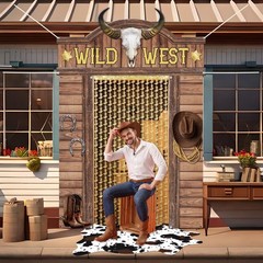 5Pcs West Cowboy Party Decorations Western Themed Saloon Door Banner Cowhide …