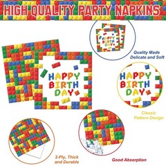 173 PCS Building Block Party Supplies – Plates, Napkins, Cups, Cutlery & Balloon