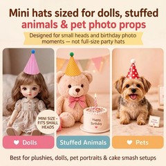 Mini Kids Birthday Party Hats, Assorted, DIY Assembly Required