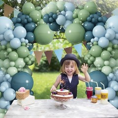 Blue and Green Balloon Arch Kit 107Pcs Dusty Blue Sage Green Balloons Garland…