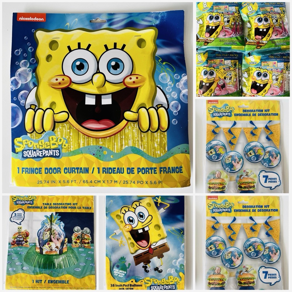 SpongeBob Kid’s Party Decorations & 32 Favors Lot, Balloon, Banners Door Curtain