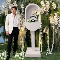 White Audio Guest Book Booth, Wedding Voice Message Recorder Stand for Parties