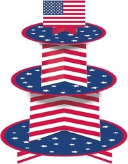Functional American Flag-Inspired Cupcake Stand Party Decoration Supplies, 11″ x