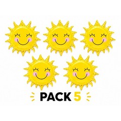 5 Pack 26in Smiling Sun Yellow Balloms Sunshine Birthday Party Decor