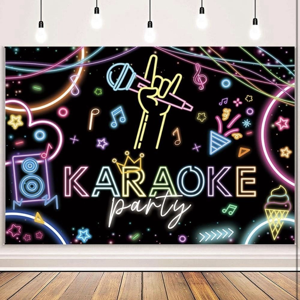 Karaoke Party Banner~Party Backdrop~ 7ft X 5ft~NEW~ FUN!
