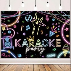 Karaoke Party Banner~Party Backdrop~ 7ft X 5ft~NEW~ FUN!