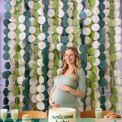 205 Ft Sage Green Party Decorations Oilve Green and Beige Circle Dot Backdrop Ga