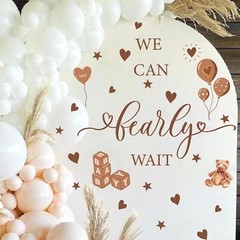 We Can Bearly Wait Party Decal Sign Baby Shower Backdrop Decoration Neutral G…
